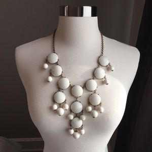 Bib Statement Necklace, Cream & Bronze Color